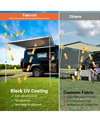 Yescom Semi-Automatic Retractable 6.6'x8.4' Vehicle Awning with Blackout Coating Motor Car Side Roof Rack Overlanding Sun Shade for Outdoor Camping Tr