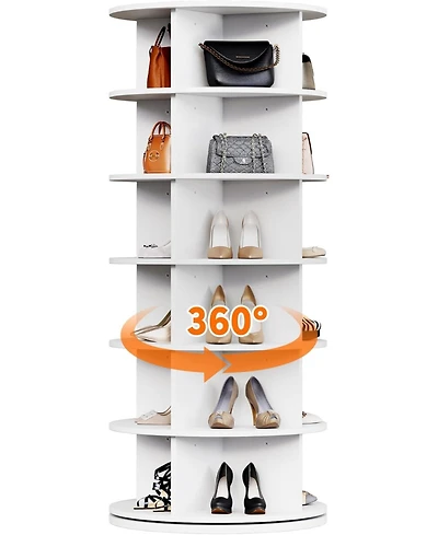 Rotating Shoe Rack Tower, 360° Spinning Shoe Organizer Rotating Shelf, Space-Saving Large Capacity Storage Round Carousel,Bookshelf, Handbag Hold