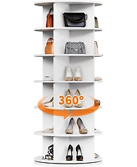Rotating Shoe Rack Tower, 360° Spinning Shoe Organizer Rotating Shelf, Space-Saving Large Capacity Storage Round Carousel,Bookshelf, Handbag Hold