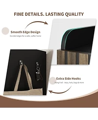 Shoe Cabinet，Large Shoe Cabinet with 2 Doors,Adjustable Shelves, Shoe Organizer with Doors for Hallway, Entryway, Living Room,Black+Nut-Brown