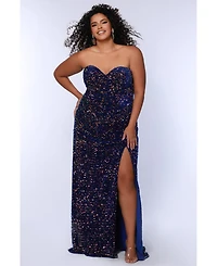 Sydney's Closet Royal Sequin Fitted Prom Dress