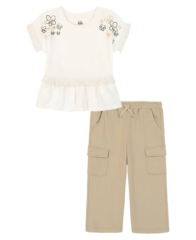 Kids Headquarters Toddler & little Girls 4T-6X 2-Piece Short Sleeve Top and Pants Set