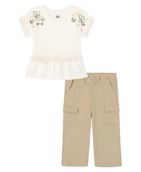 Kids Headquarters Toddler & little Girls 4T-6X 2-Piece Short Sleeve Top and Pants Set
