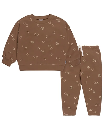 Gerber Toddler Boys 2-Piece Fleece Outfit Set, Brown Horseshoe