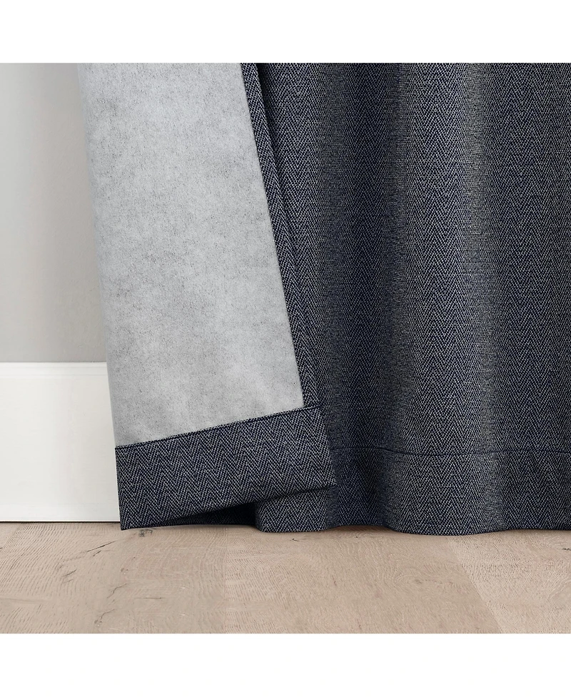 Sun Zero Parsons Herringbone Magnetic Closure 100% Blackout Rod Pocket Curtain Panel Pair