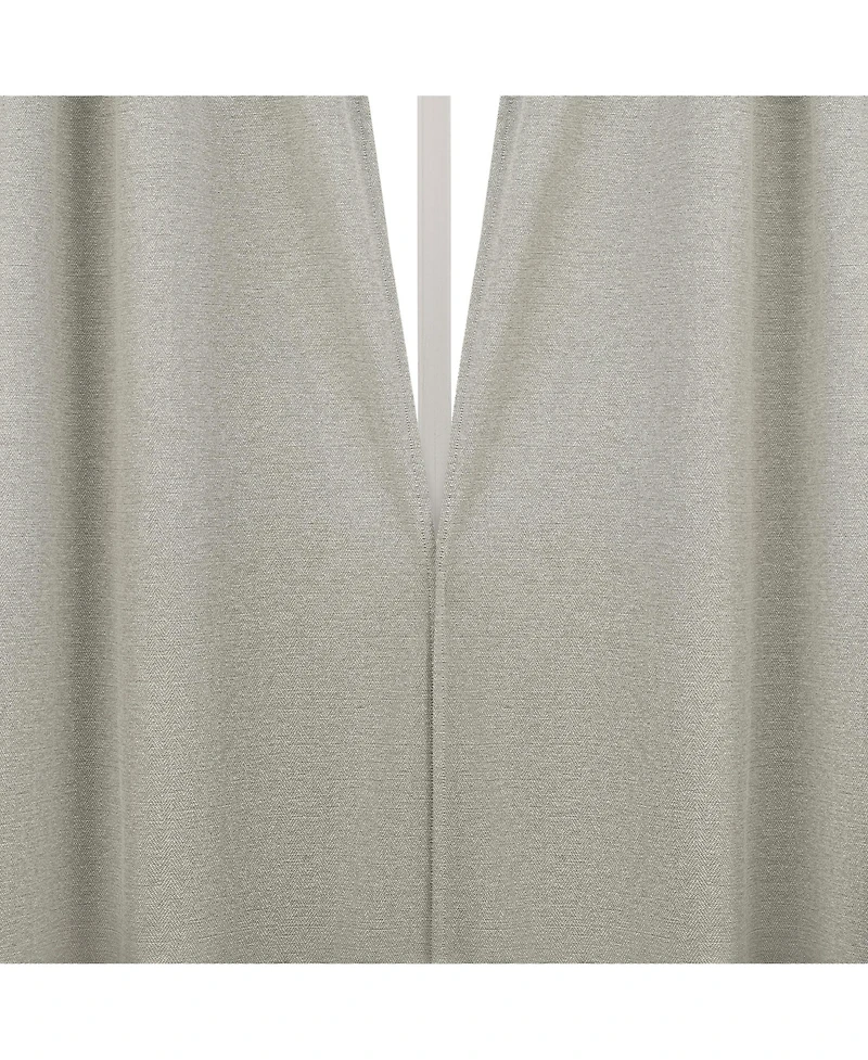 Sun Zero Parsons Herringbone Magnetic Closure 100% Blackout Rod Pocket Curtain Panel Pair