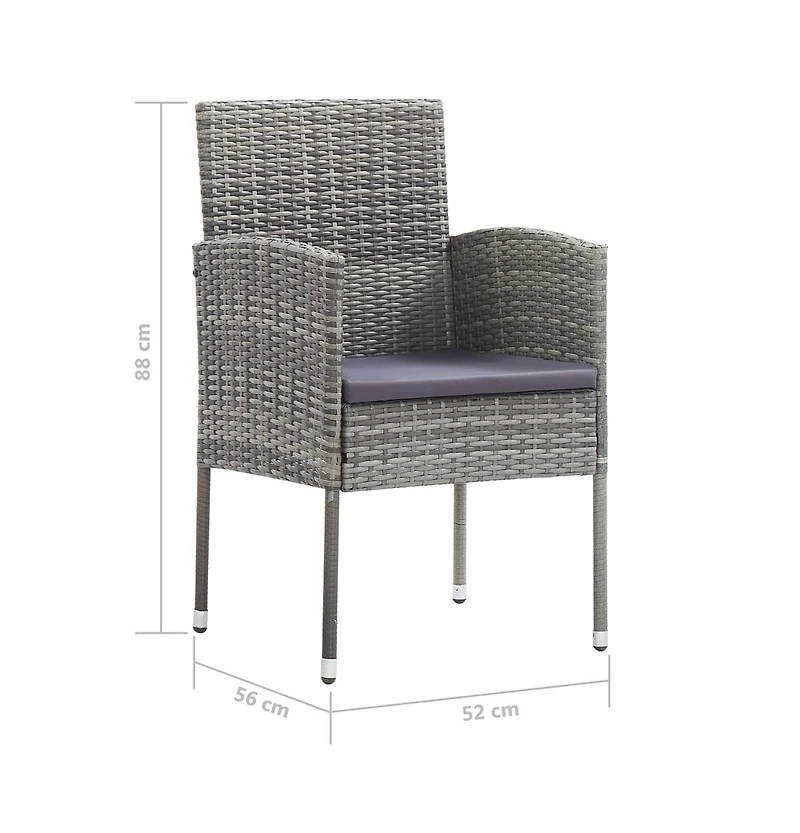 vidaXL Patio Chairs with Dark Gray Cushions 2 pcs Gray Poly Rattan