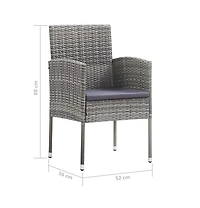vidaXL Patio Chairs with Dark Gray Cushions 2 pcs Gray Poly Rattan