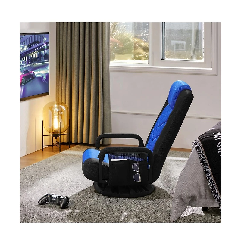 Yaheetech Reclining Swivel Floor Gaming Chair Black/ Red