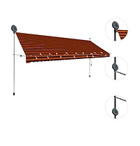 vidaXL Retractable Awning Orange and Brown Polyester with Pu coating, Steel