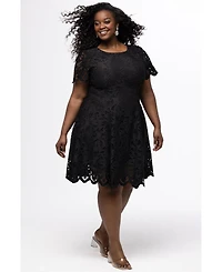 Celebrations by Sydney's Closet Women's Lace Little Black Party Dress with Cap Sleeve