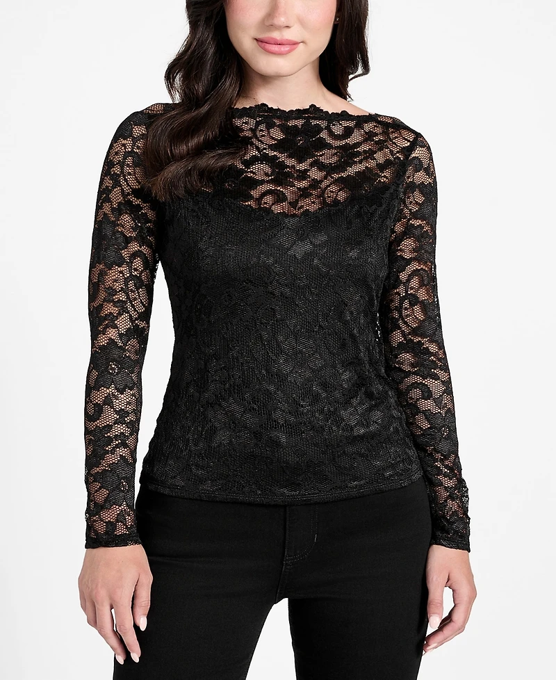 Guess Women's Nataliya Long-Sleeve Lace Top