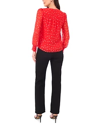 Sam & Jess Petite Long Sleeve Smocked Shoulder Blouse