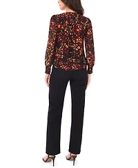Sam & Jess Petite Smocked Shoulder Long Sleeve Blouse