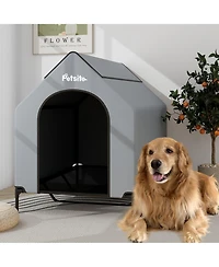 Gymax 52'' Elevated Dog House for Small Breeds Large Pet House w/ Ventilated Windows