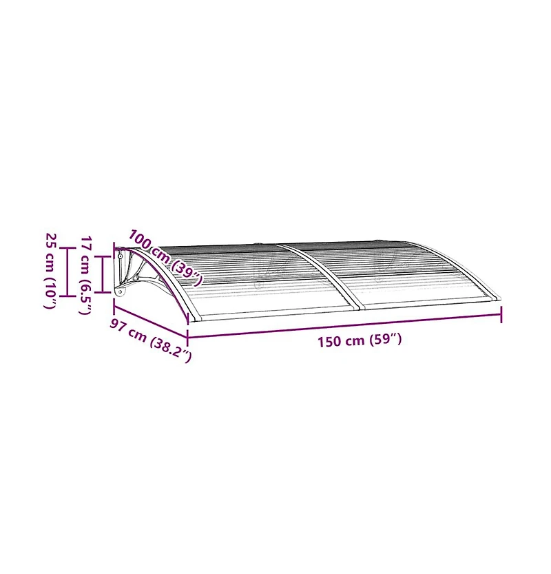 vidaXL Door Canopy Black Polycarbonate 59.1 x 39.4 in Durable Awning
