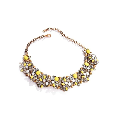 Sohi Women's Yellow Stone Cluster Necklace