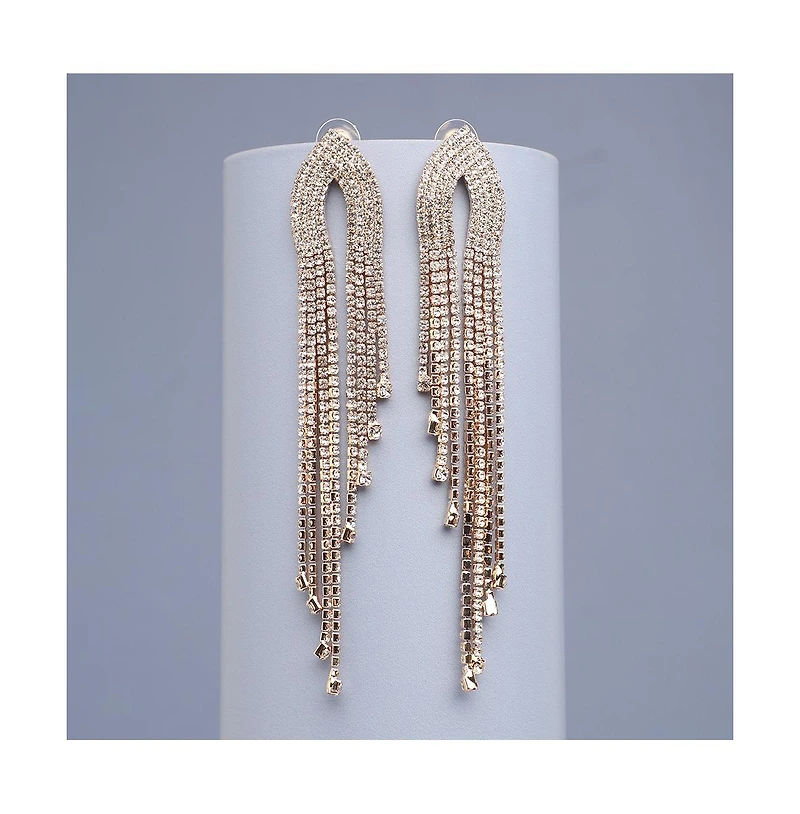 Sohi Women's Silver Bling Cluster Drop Earrings