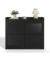 gaomon Large Shoe Storage Cabinet with 4 Flip Drawers, Narrow Shoe Cabinet for Entryway with Wooden Legs, Freestanding Hidden Shoe Rack Organizer for