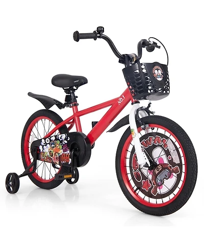 18 Inch Kids Bike Adjustable with Storage Basket and Double Brake for 4-8 Years Old-18 inches