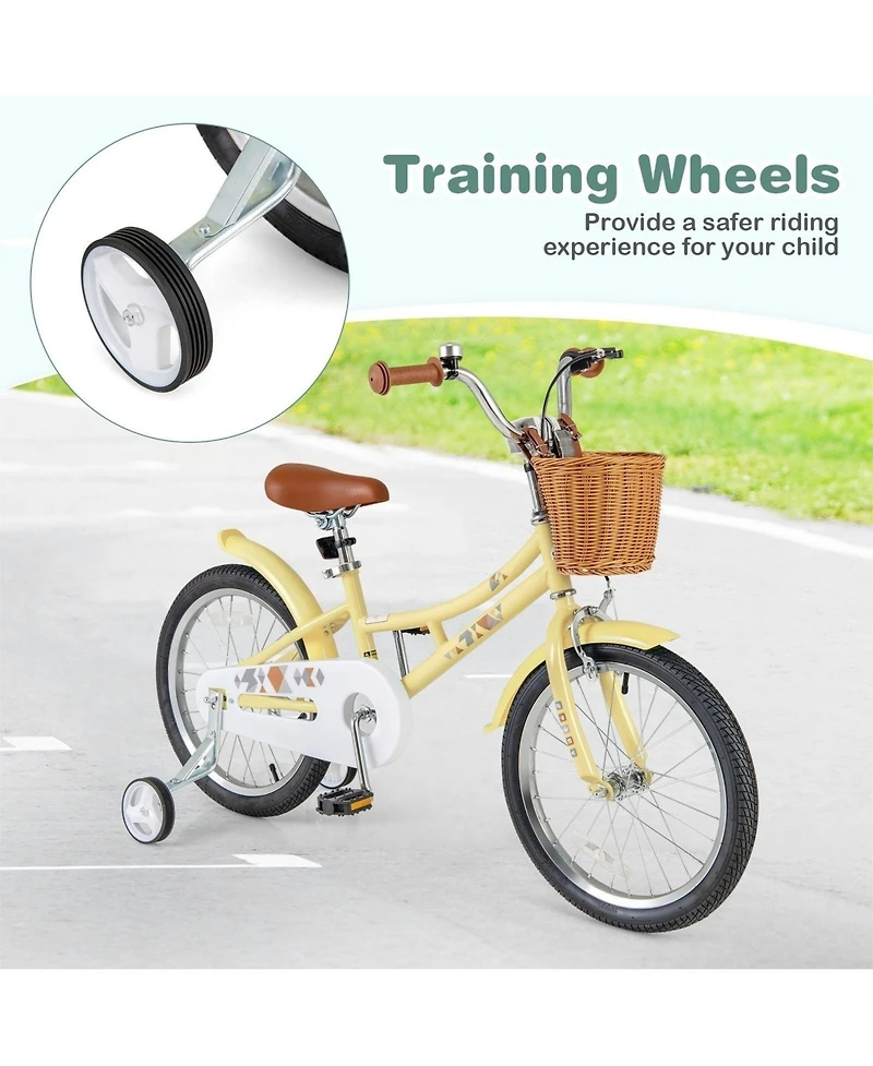 18 Inch Kids Bike Adjustable Bicycle with Reflectors and Bell for Children 4-8 Years Old-18 inches