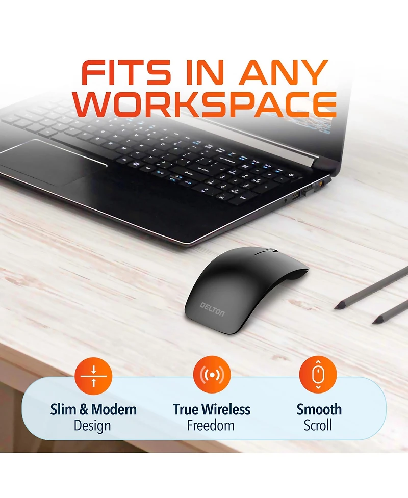 Delton S10 Curved Ergonomic Wireless Mouse, 2.4GHz Usb Mouse (DMERGS10-wb)