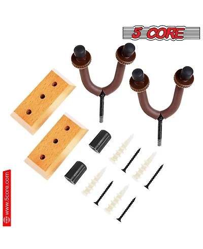 5 Core Guitar Wall Mount Hanger 2Pack U-Shaped Wood Guitar Wall Hook Stand - Gh Wd 2PCS