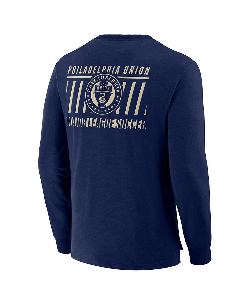 Fanatics Men's Navy Philadelphia Union Lob Attempt Stadium Slub Long Sleeve T-Shirt