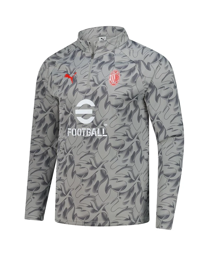 Puma Men's Gray Ac Milan 2025/26 Pre-Match dryCell Quarter-Zip Top