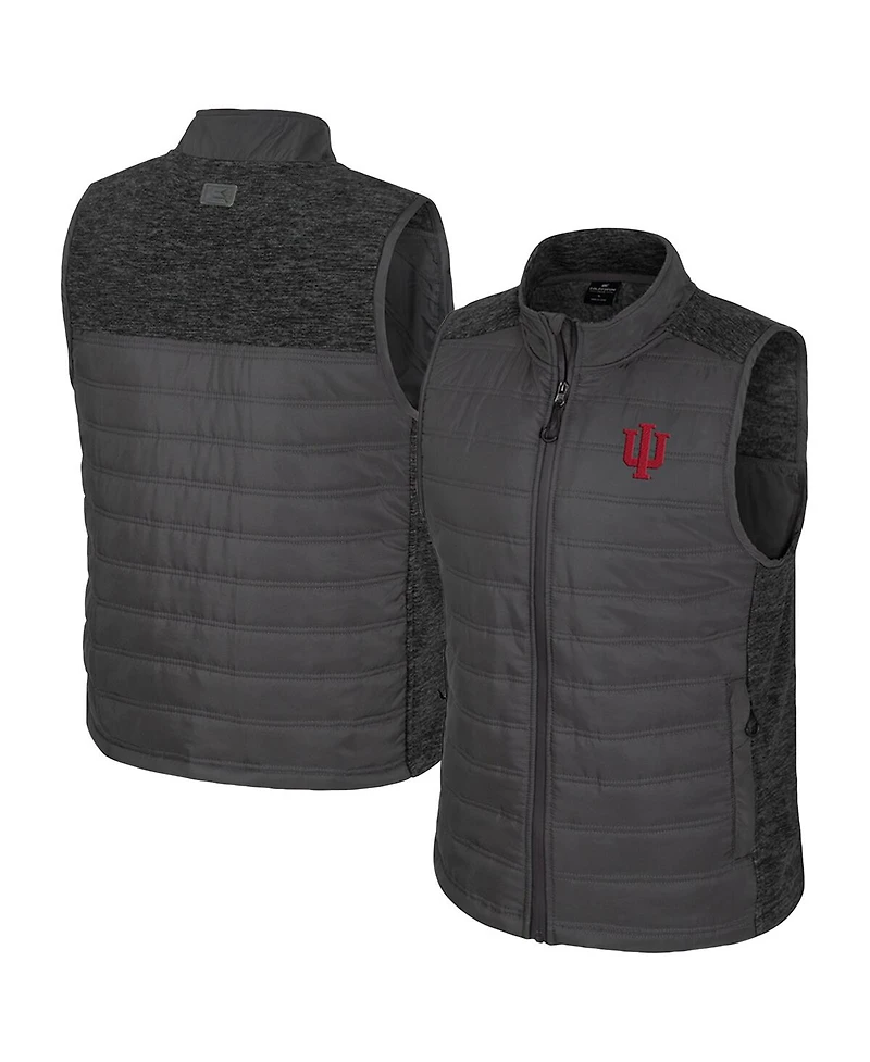 Colosseum Men's Charcoal Indiana Hoosiers Nightman Full-Zip Puffer Vest