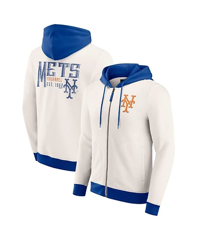 Fanatics Men's Cream New York Mets Polar Fleece Full-Zip Hoodie