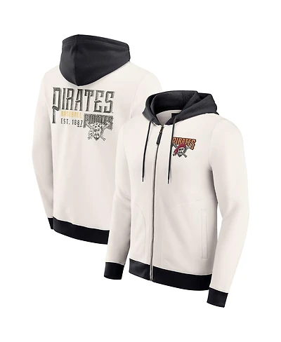 Fanatics Men's Cream Pittsburgh Pirates Polar Fleece Full-Zip Hoodie