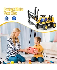 Kids Astm Certificated Powered Ride On Bulldozer with Front Digger Shovel-Yellow