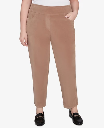 Alfred Dunner Plus Vienna Allure Fit Flat Front Corduroy Short Length Pant
