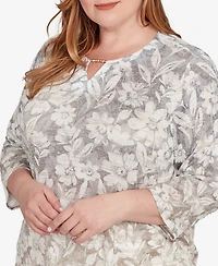 Alfred Dunner Plus Vienna Ombre Floral Knit Top