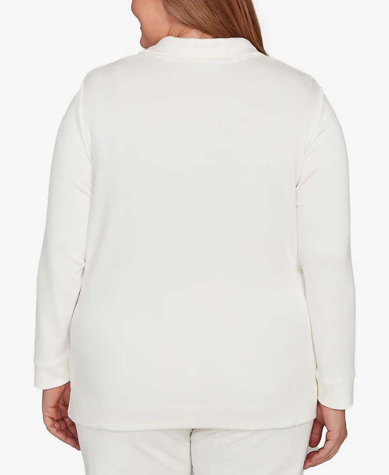 Alfred Dunner Plus Vienna Metallic Studded Animal Pattern Knit Top