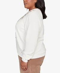 Alfred Dunner Plus Vienna Floral Embroidered Chenille Sweater