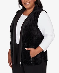 Alfred Dunner Plus Barcelona Plush Fleece Lined Mock Neck Vest
