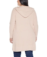Belldini Plus Hooded Novelty-Stitch Coatigan Sweater