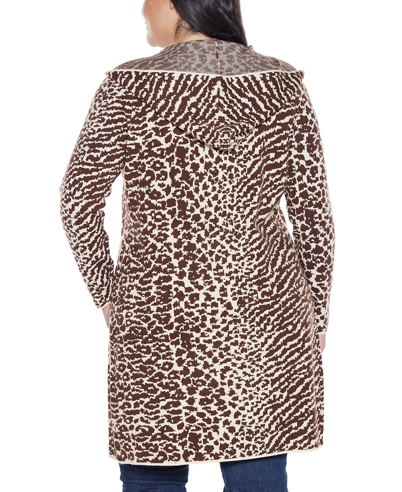 Belldini Plus Urban Safari Hooded Coatigan Sweater