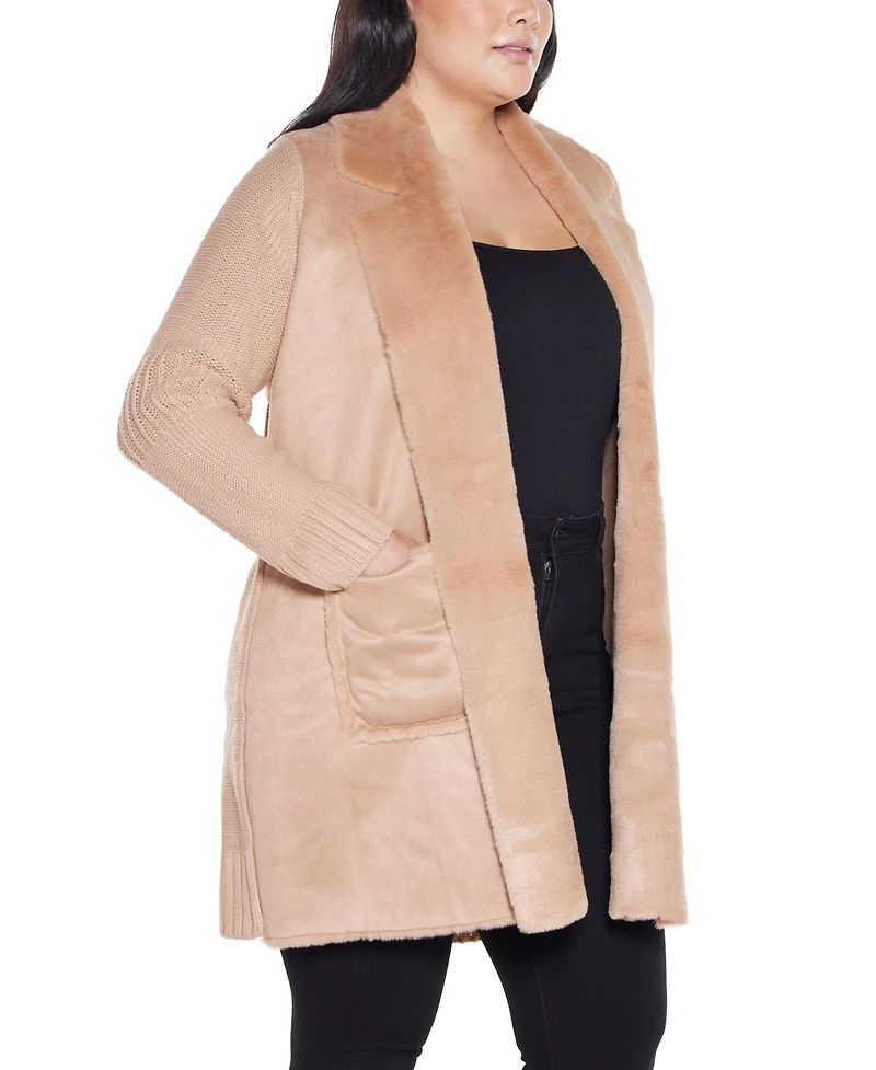 Belldini Plus Black Label-Trim Cardigan Sweater