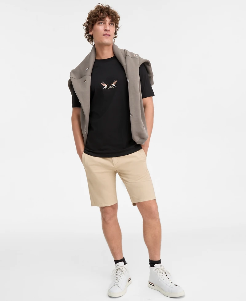 Hugo Boss Men's Dugolini Short-Sleeve Embroidered Logo Birds Cotton T-Shirt