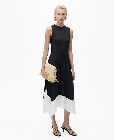Mango Women's Combined Pleated Dress