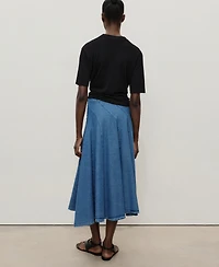 Mango Women's Stitching Detail Denim Midi Skirt
