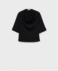 Mango Women's Draped Neck Top