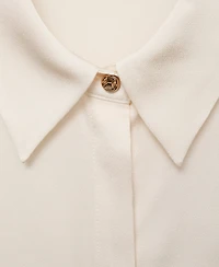 Mango Women's Satin Finish Flowy Shirt