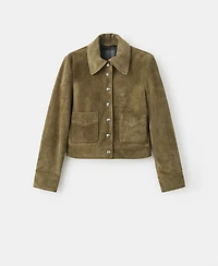 Mango Women's Buttons Suede Leather Jacket