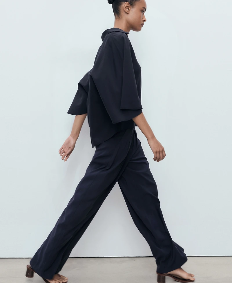 Mango Women's Straight-Fit Pleated Pants