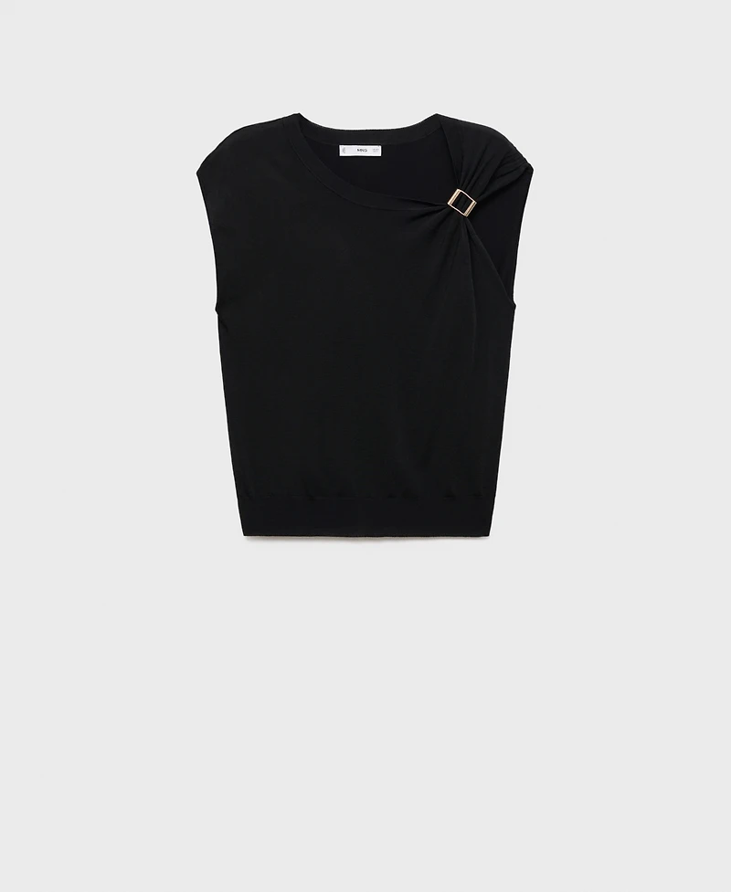 Mango Women's Metallic Detail Short-Sleeved Sweater