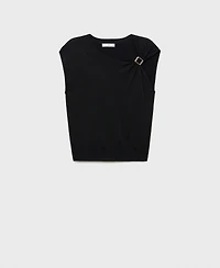 Mango Women's Metallic Detail Short-Sleeved Sweater